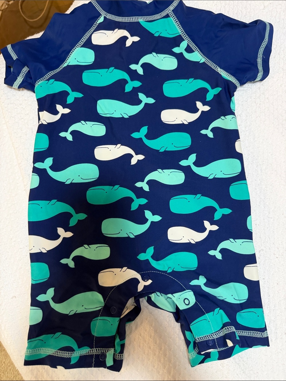 Kids Navy Whale Print One-Piece Swim Suit